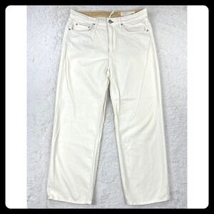 Rag & Bone Logan Mid Rise Wide Leg Jeans Women's 32 Ecru Cream 35x31 Organic
